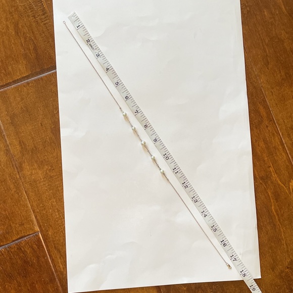 Solid 14K White Gold Pearl Real or Faux Unknown Diamond Necklace - Picture 5 of 11